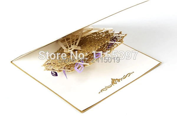  Free shipping 5pc/lot 15x15cm handmade exquisite 3D fold up greeting invitation card kids children  - 32728538411