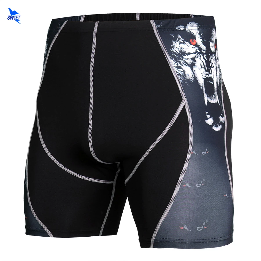 

Quick Dry Elastic Compression Short Running Tights Men 3D Wolf Printed Crossfit Workout Clothing Base Layer Gym Fitness Shorts