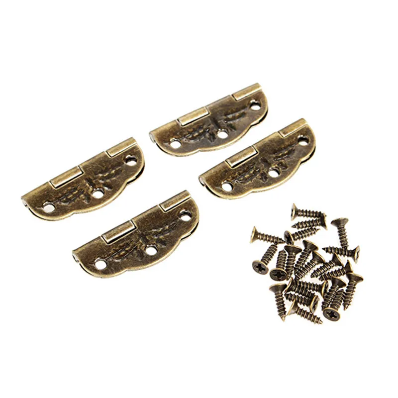 4pcs Jewelry Box Hinge Antique Hinge Packaging Accessories Oval Hinge Surface Mounted Olive Hinge 6 Hole Iron Hinges 30*22mm
