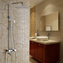 Polished Chrome Wall Mount Brass 8 Rainfall Shower Mixer Taps Single Handle Bath Tub Shower Faucet