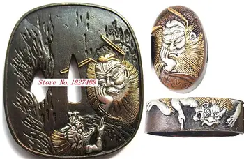 

Handmade A Set JAPANESE SAMURAI SWORD Accessory Brass Gilt Katana Fitting Tsuba