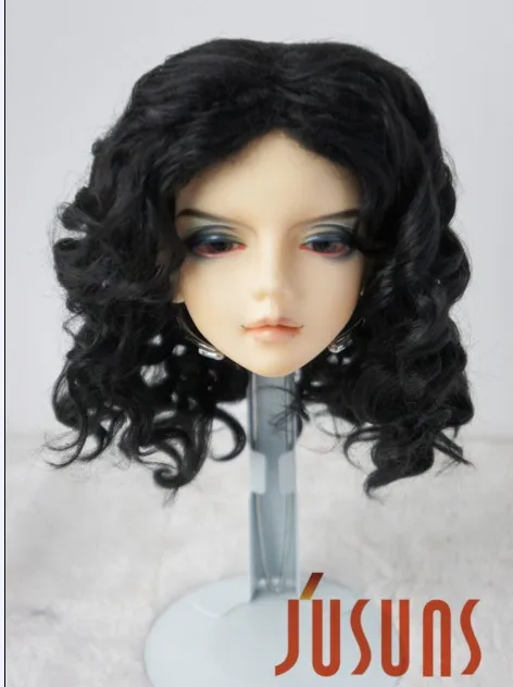 JD001 23-25 см Blyth куклы парики 9-10 дюймов синтетический мохер кукла волосы унисекс средней длины волна BJD парики - Цвет: Black SM1