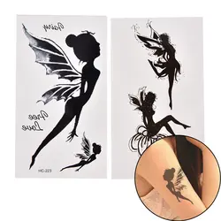 Водонепроницаемая черная девочка Ангел хна фальшивая, временная рука нога Татуировка переводная татуировка боди-арт тату наклейки
