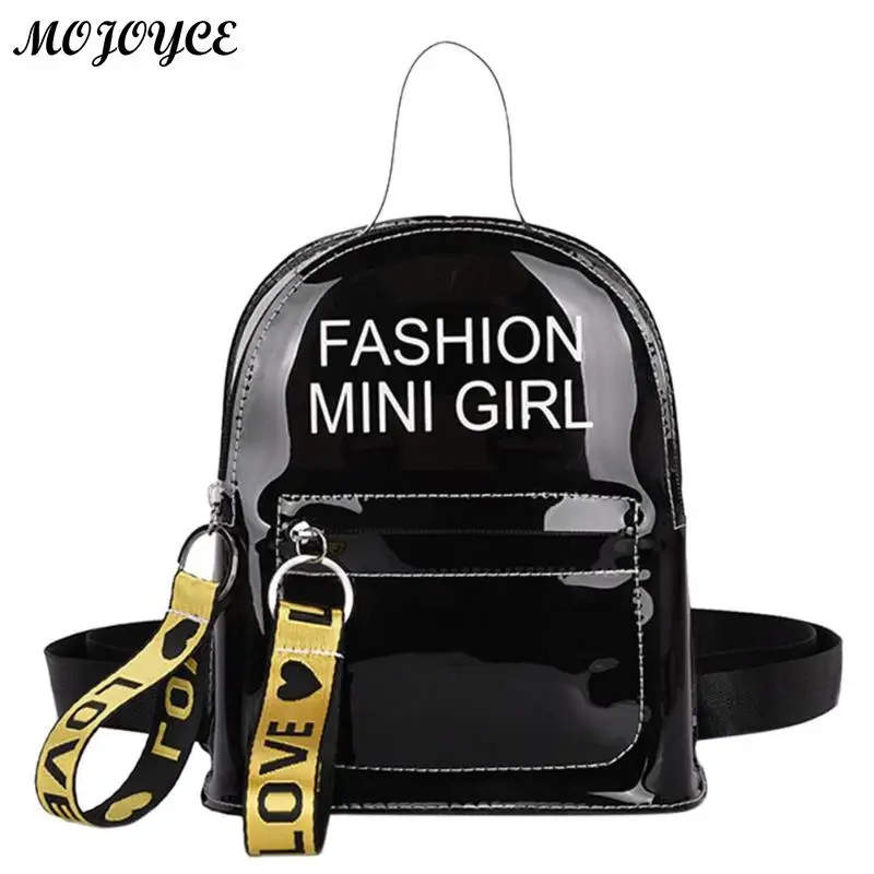 

Fashion Hologram Laser Transparent Backpack Waterproof PVC Clear Daily Small Backpacks Teenage Girls School Bag Shiny Rucksack
