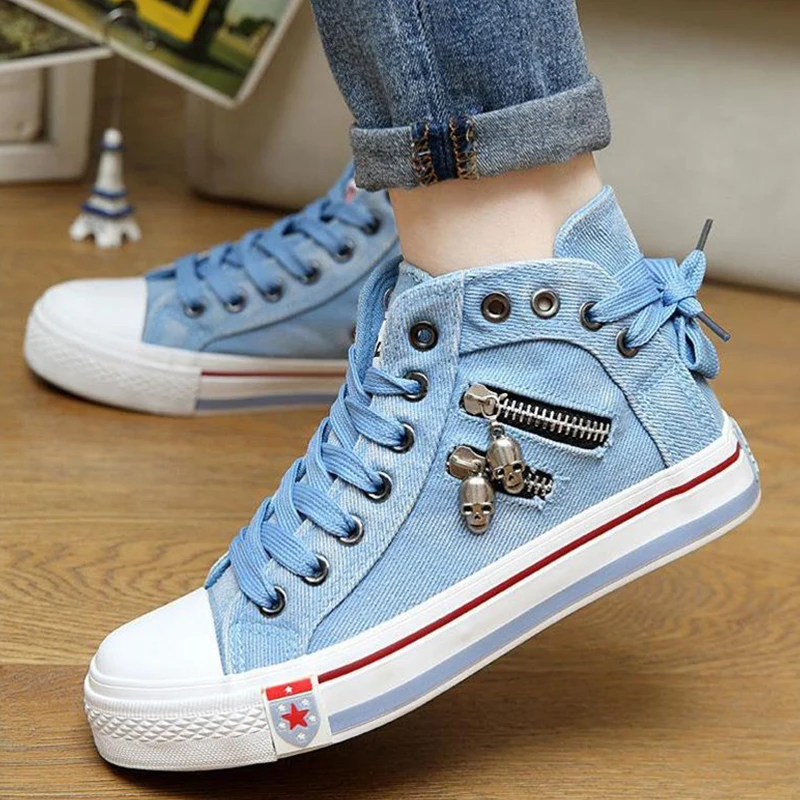 Shoes Women Casual Flats New Fashion Blue Light Shoes DB081