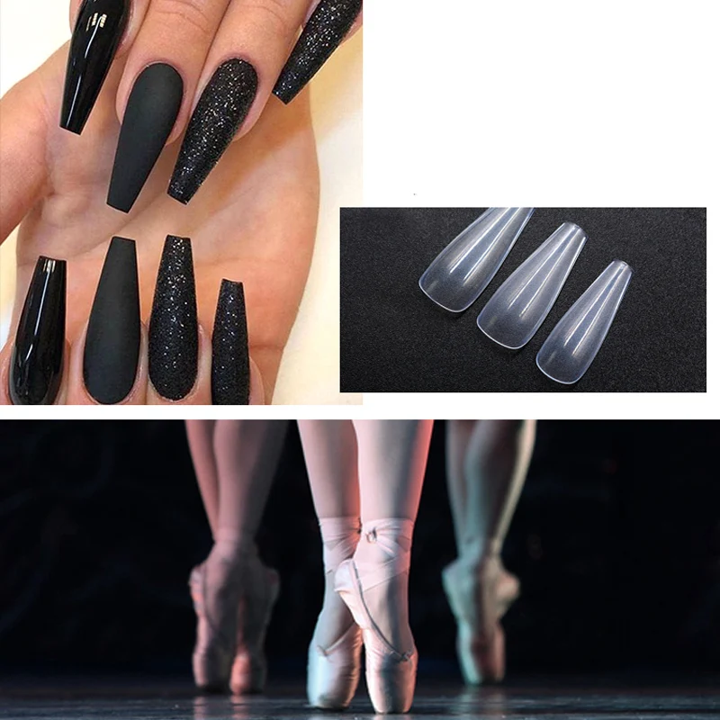 1 пакетов/лот, новейший дизайн, плоские накладные ногти, 500 шт., прозрачные длинные стильные трапециевидные накладные ногти, профессиональные
