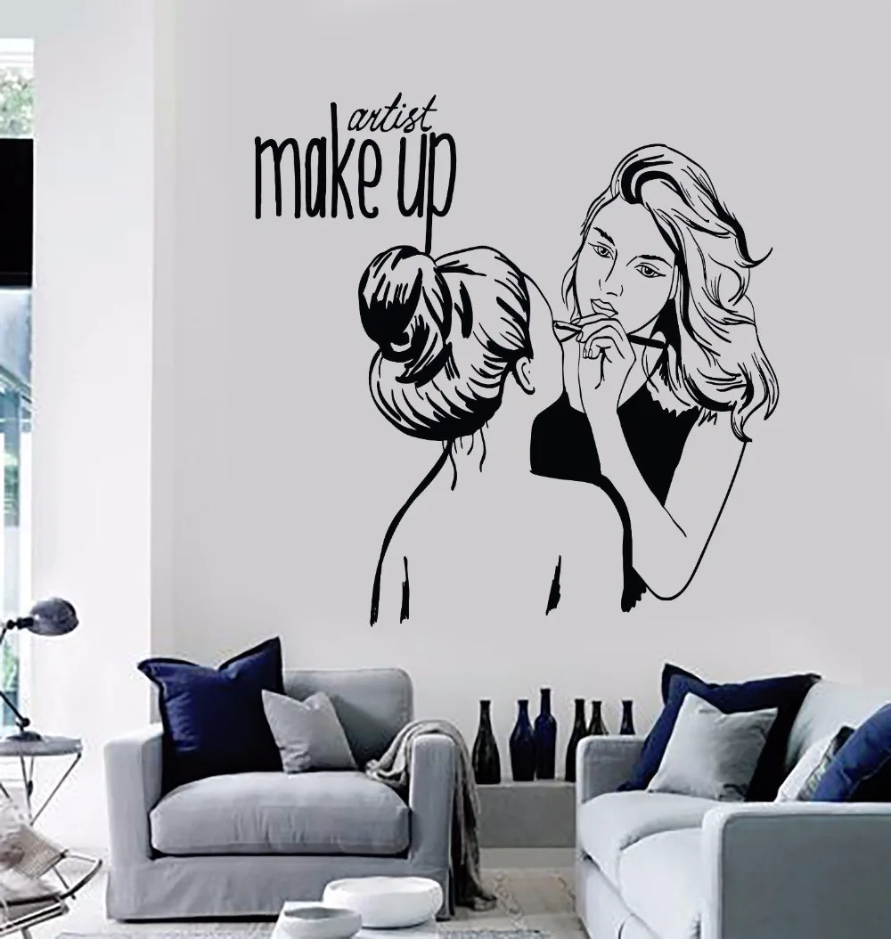 Make Up Artist Wall Sticker Vinyl Art Removable Design Poster Mural Make Up Shop Room Decoration Beauty Salon Decor W31