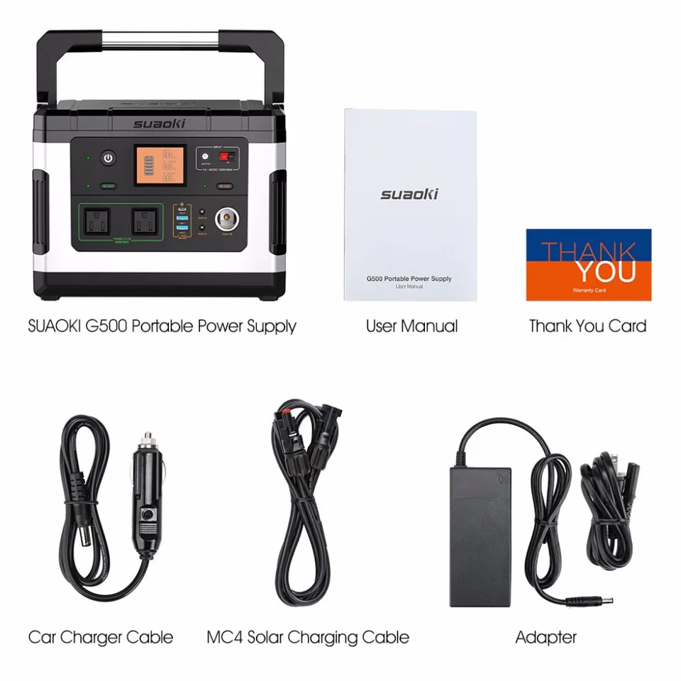 Suaoki G500 Portable Power Station Lithium 500wh Rechargeable Solar Generator 300w Pure Sine Wave Ac 12v Dc Jump Starter Qc3 0 Rechargeable Batteries Aliexpress