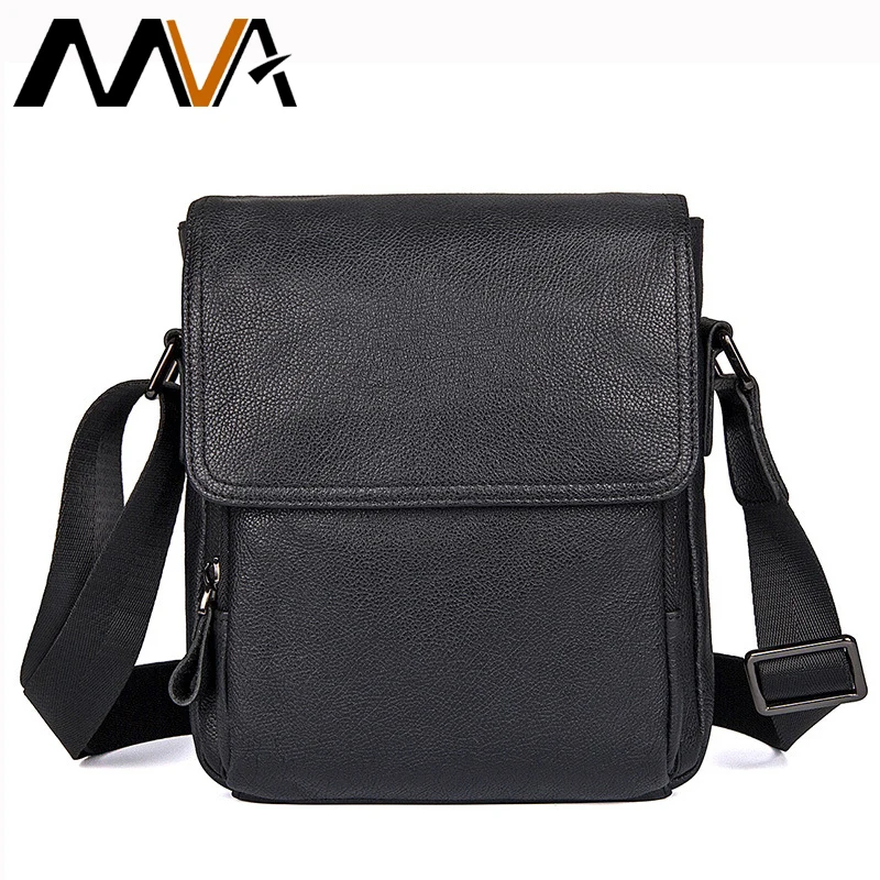 MVA Genuine Leather Men Bag Black Small Shoulder Bags Men Messenger