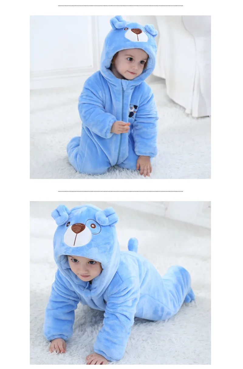 0-3 Years Old Infants New Baby Boy Rompers Baby Girl Winter Thick Flannel Two Color Pet Dog Cotton Clothes Children's Clothing12