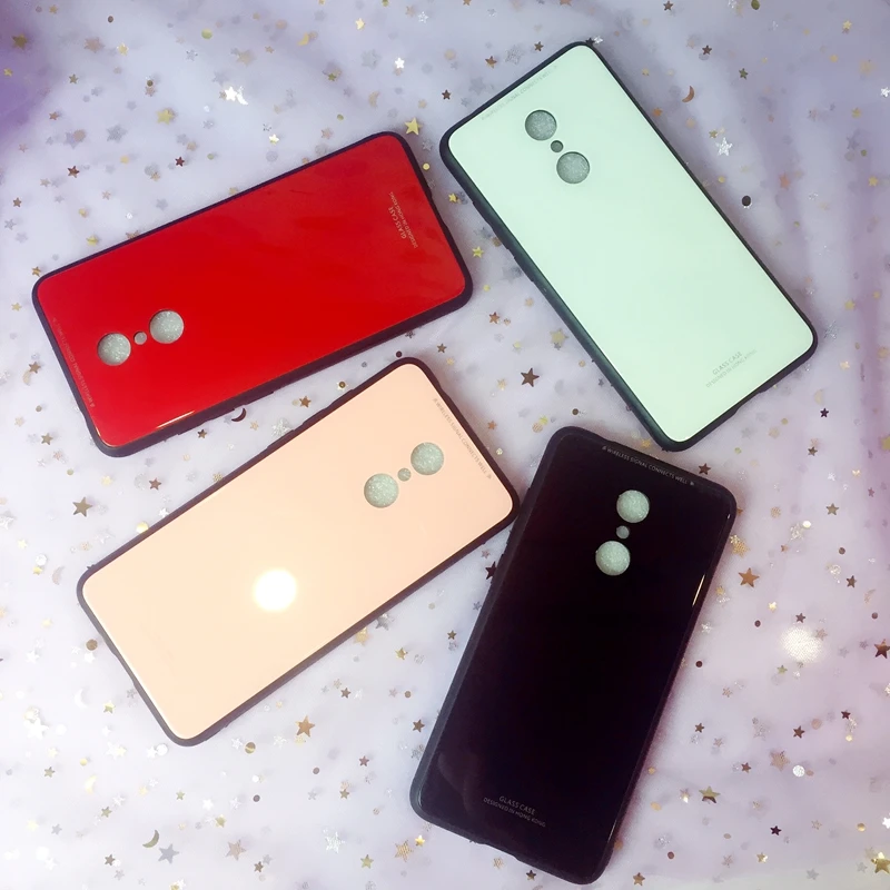 Luxury Tempered Glass Case for Xiaomi Redmi 4X Cover Hard Back Shell Soft TPU Bumper Phone 4A |