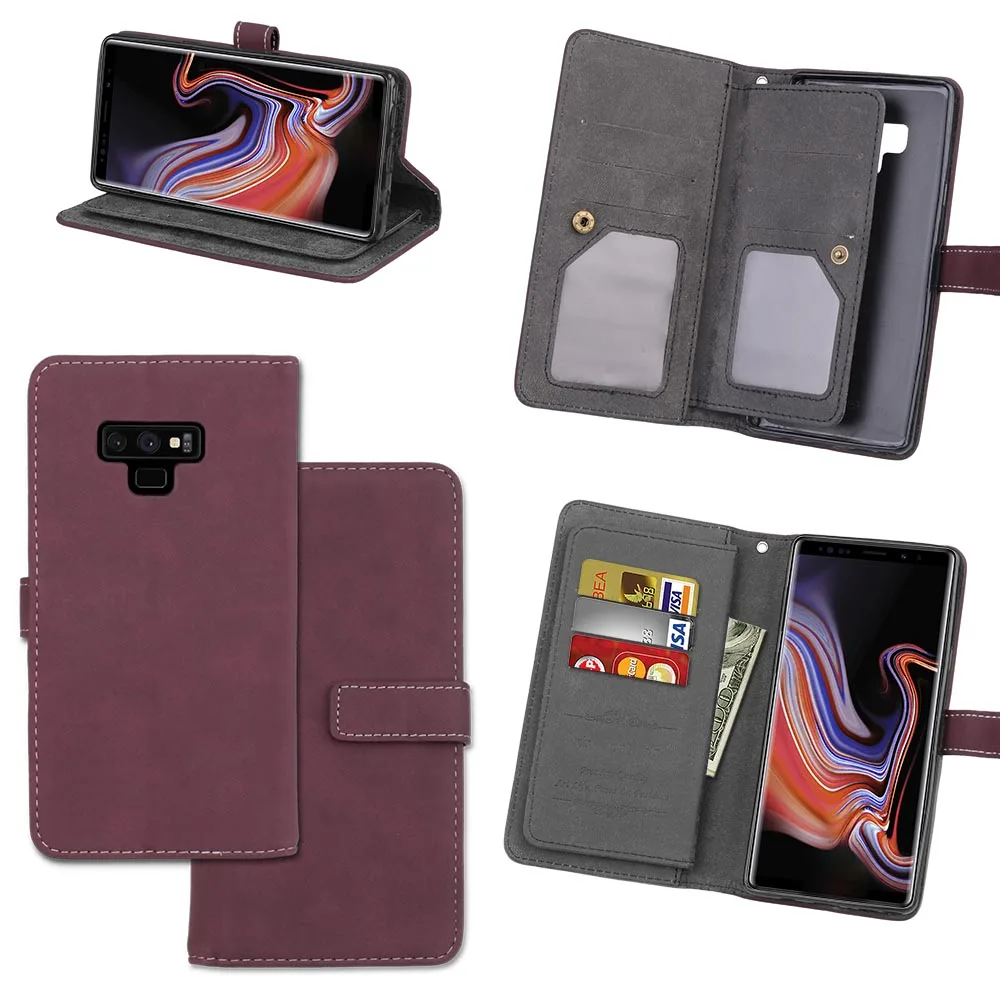 Капа Fundas для samsung Galaxy Note9 держатель чехол для samsung Galaxy Note 9 кожа чехол для телефона 9 слотов для карт