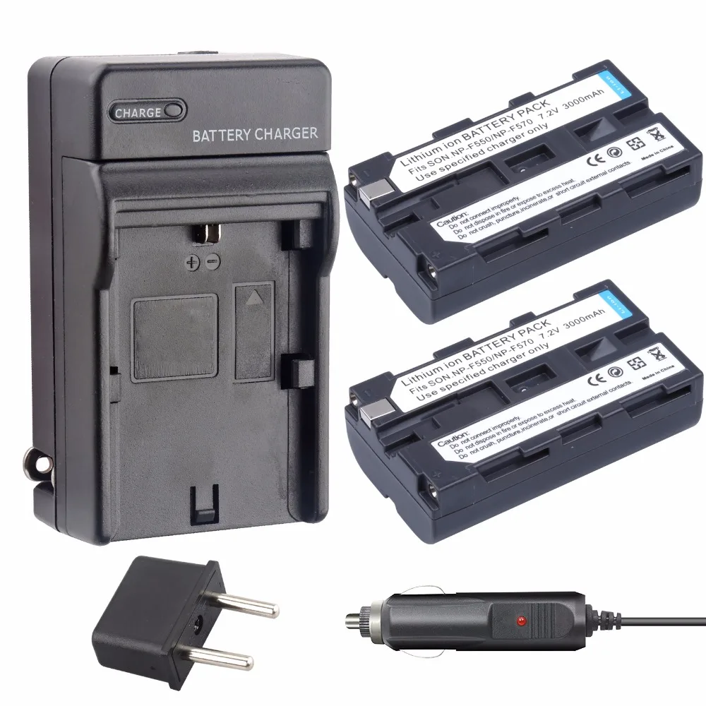 

PROBTY 2pcs NP-F550 NP F550 570 NPF550 Battery AKKU bateria +Charger For Sony NP-F330 NP-F530 NP F570 NP-F730 NP-F750 NP-F970