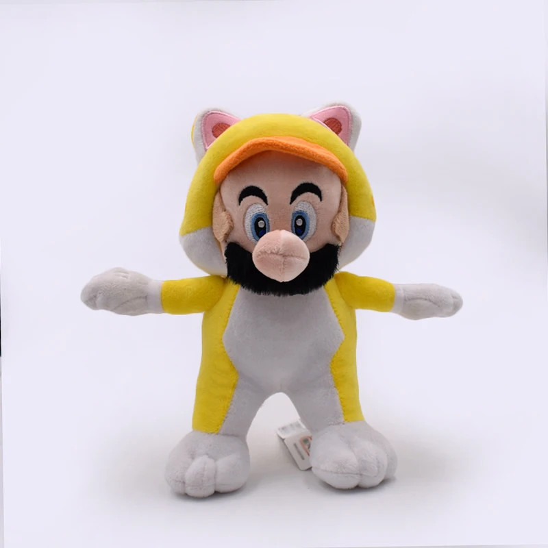 

18 cm Geel kat Mario Knuffel Super Mario 3D Wereld Pluche Gevulde Doll Retail Gratis Verzending