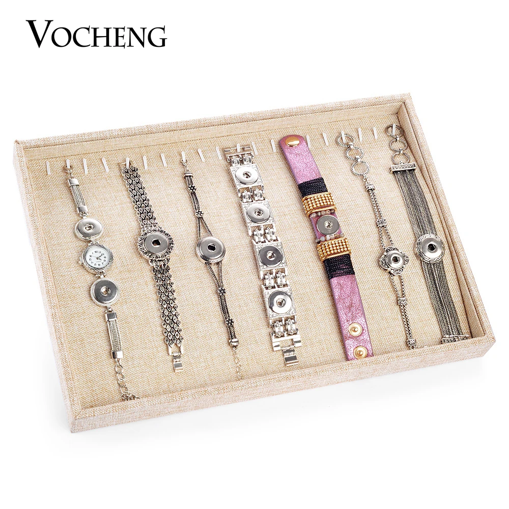 

Vocheng 2 Styles Linen 3 Styles Lint Display Tray Cases Bracelet and Snap Charms Box Packaging Jewelry NN-430