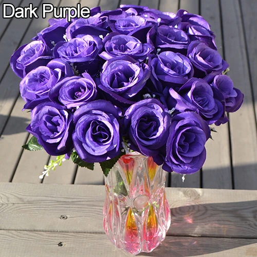 1 Large Bouquet 24 Heads Fake Rose Artificial Flower Wedding Party Home Decor (5)