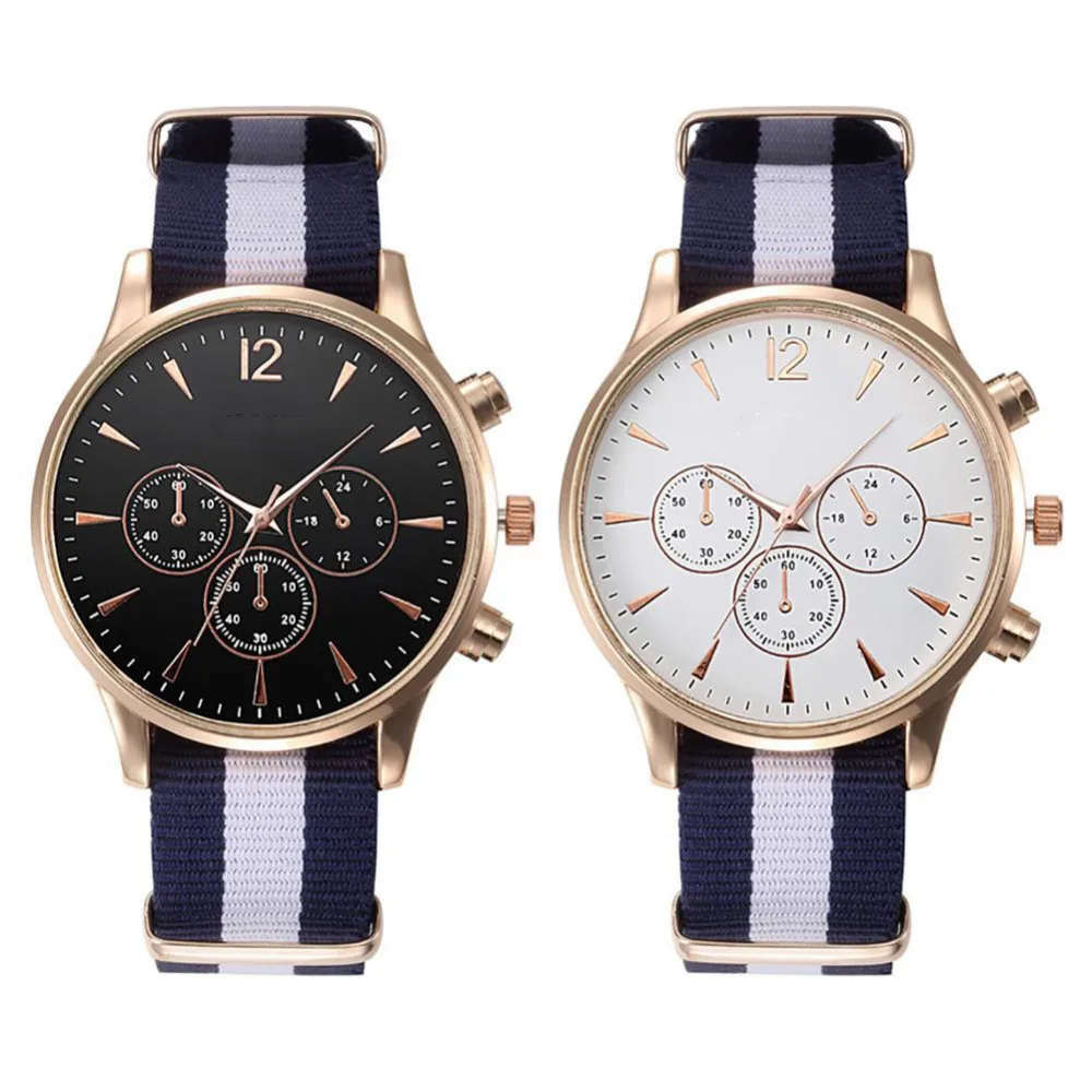 Роскошные модные черные и белые ремешок часы для мужчин кварцевые повседневное Мужчины Спорт Бизнес Мужские наручные часы, relogio masculino