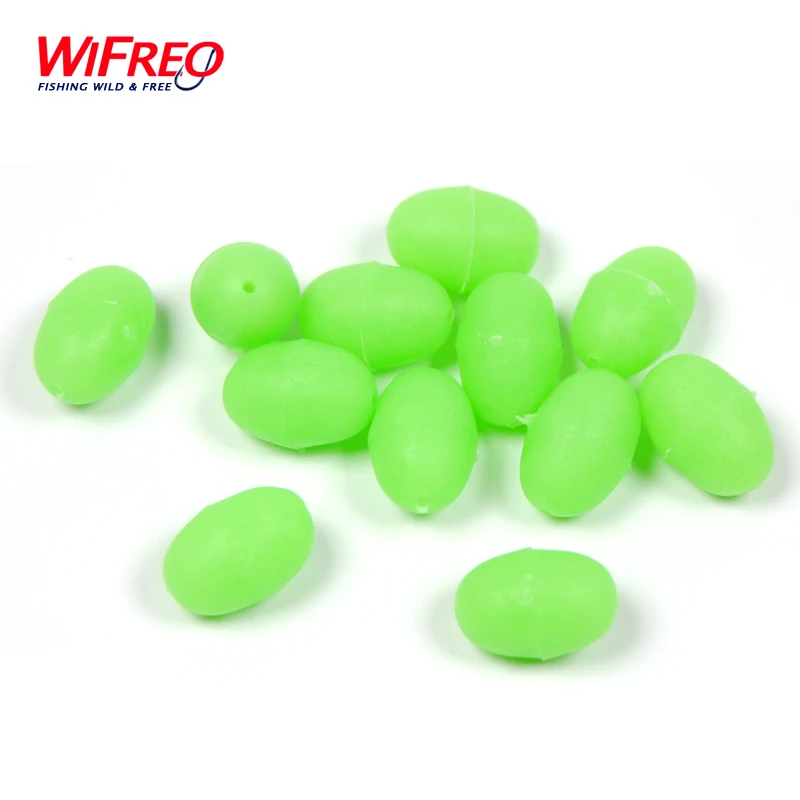 

UGOB1015 50PCS/Lot 10mm*15mm Premium Green Large Soft Rubber Oval Luminous Fishing Beads Lumo Glow Beans Sabiki Snapper Rig