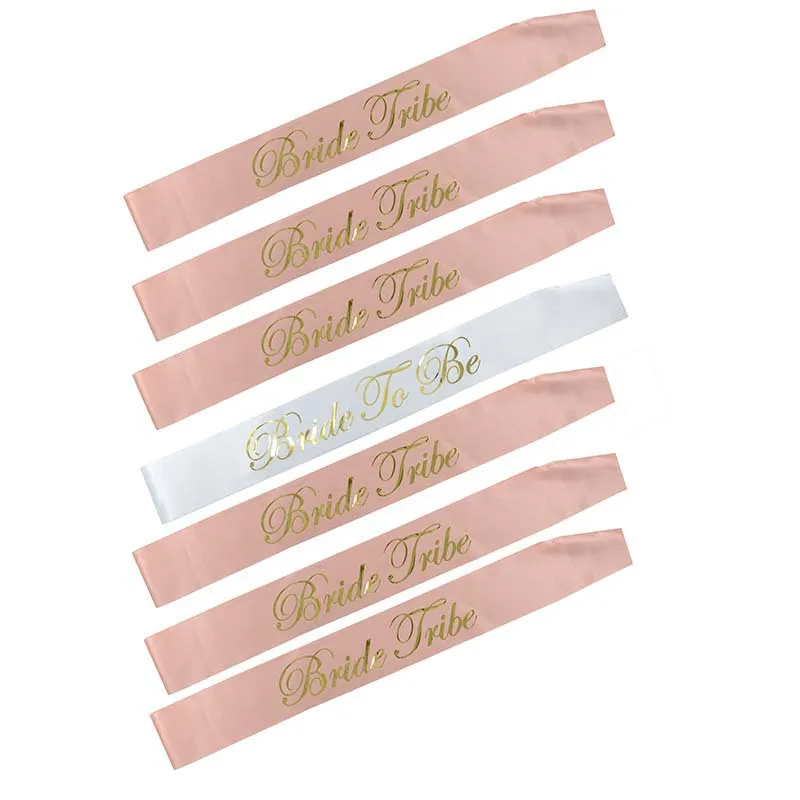 1 Pcs Bride to Be Sash white Bride to Be Sash with Pink Team Bride for Hen Party Wedding Bridal Shower Gold Letter HW66 (4)