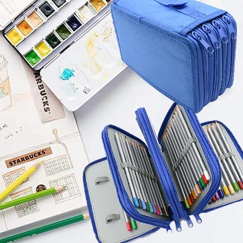 

Four-Layer Pencilcase Pencil Bag Solid Color Square Sketch Color Lead Coloring Pencil Case 72 Hole Pencil Case School Stationery