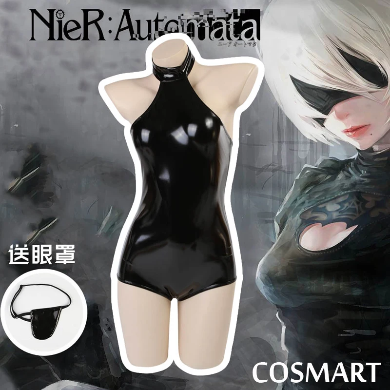 

[STOCK]+Eyemask PU made Game NieR Automata Figure 2B Sexy Swimsuit Bling Bling Bikini 2 designs in Cosplay NEW 2018 Free ship