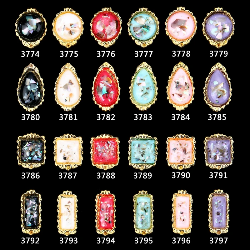 

nail jewelry gold metal nails art decor 100 pcs shell design gems center 3d nail art decorations accessories supplies 3774-3494
