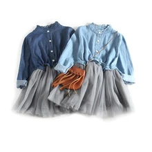 Girls Summer Long Sleeve Denim Dress Knee Length Tulle Tutu Dress Spring Autumn dress for Kids Baby Children 1-8 Years Girls Summer Long Sleeve Denim Dress Knee Length Tulle Tutu Dress Spring Autumn dress for Kids Baby Children 1-8 Years