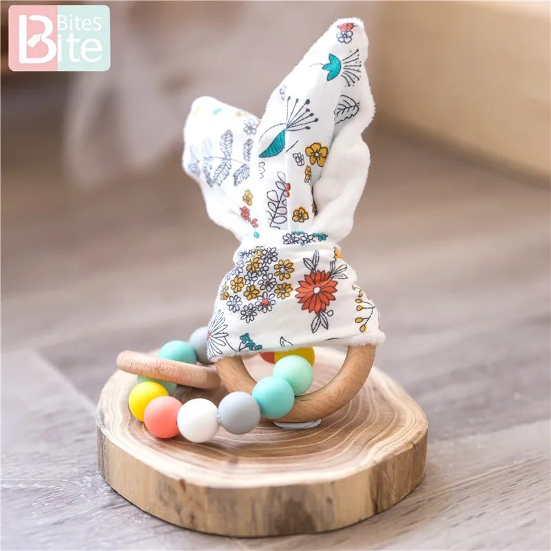 

Bite Bites 1PC Silicone Baby Toys 0-12 Months Rattle Bunny Ear 56mm Intelligence Mobile Educational Toys For Newborns Birth Gift