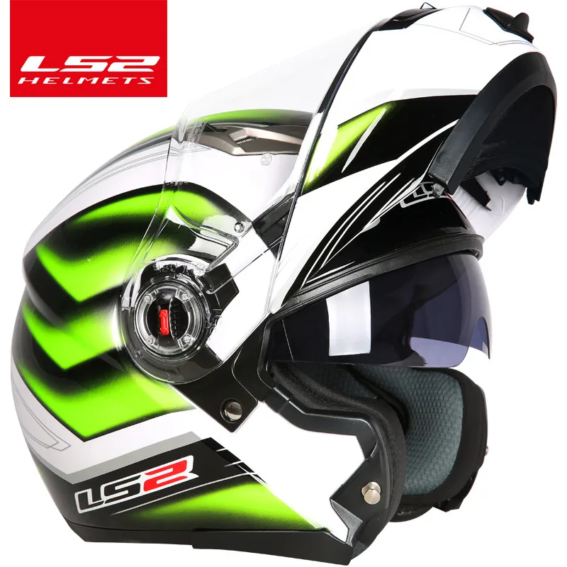 Шлем casco capacete LS2 ff370 flip up stomtrooper road bike moto для moto rcycle с солнцезащитным объективом - Цвет: 10