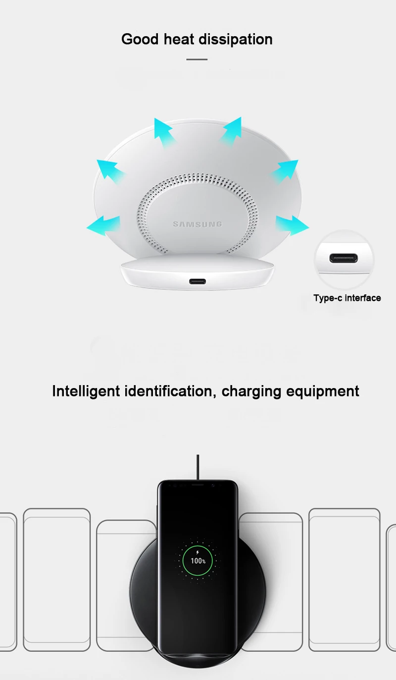 Оригинальное Быстрое беспроводное зарядное устройство samsung для samsung Galaxy S9 S8 S10 G9500 G9300 G9350 S6 Note8 Note9 Iphone8 XS