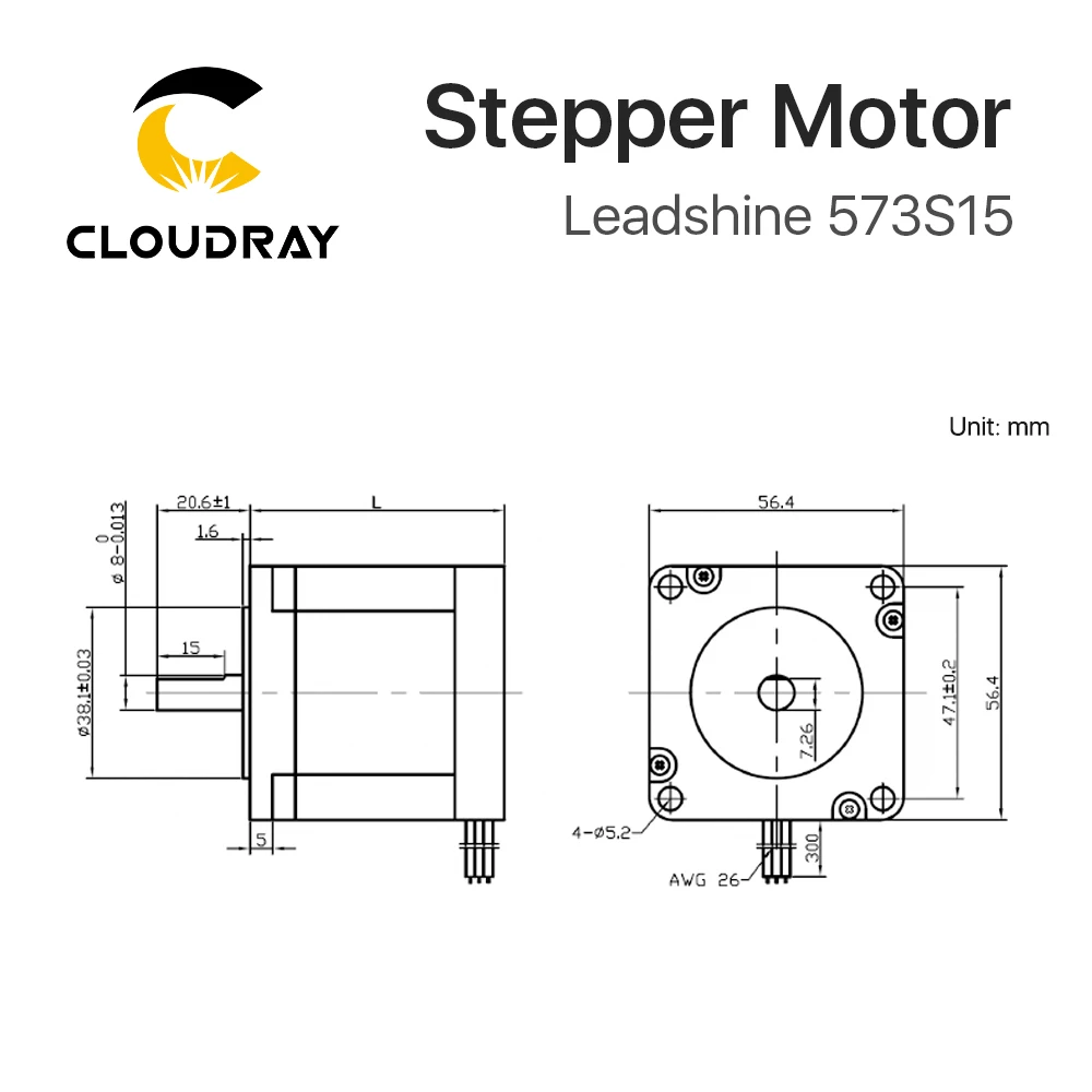 Cloudray Leadshine 3 фазы шаговый двигатель 573S15 для NEMA23 5A Длина 76 мм вал 8 мм