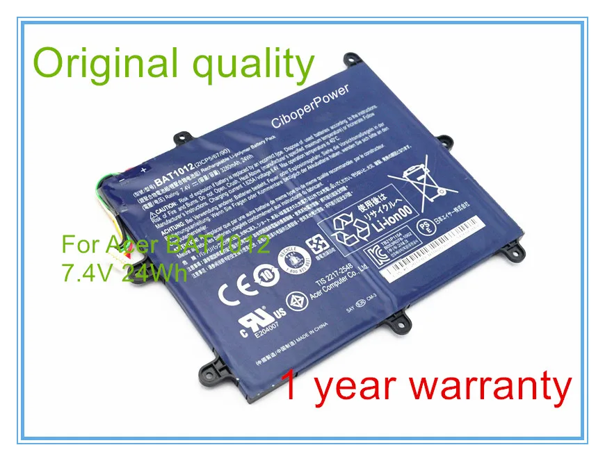24Wh 7.4V BAT-1012 laptop battery for BAT-1012, BAT1012, 2ICP5/67/90, BT.00203.011 for TAB A200 A520 Series photo