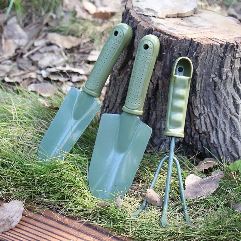 3Pcs Spade Fork Shovel Rake Harrow Set Gardening Tools Potted Plants Maintenance Suit Anti Slip Handle Gifts-KB