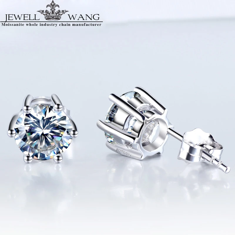 Драгоценный камень с муассанитом цвет Белое золото 0 50 карат 18 К|stud earrings|earrings