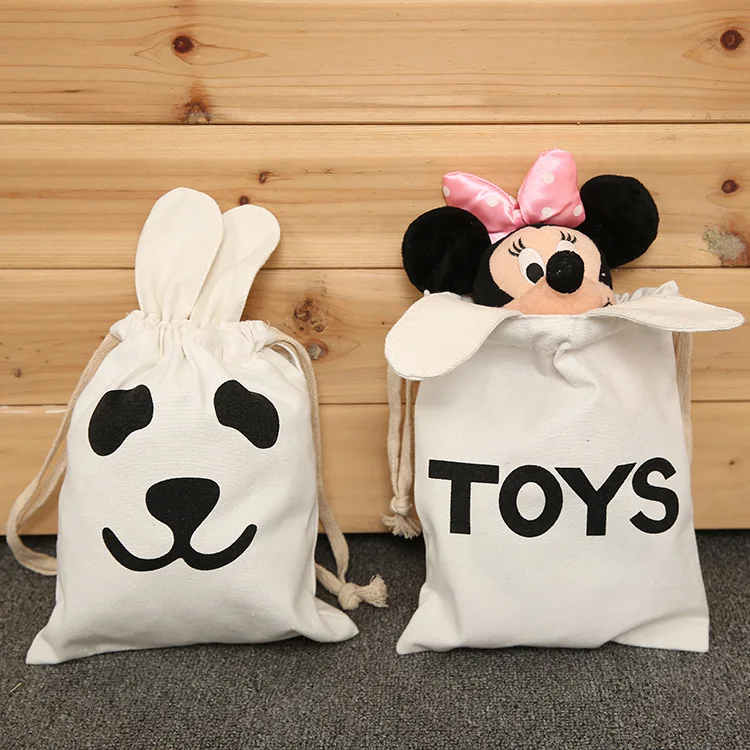 

INS Cute Children Small Backpack with Ears Cotton Bunched Bags Kids Gift Drawstring Toy Storage Bag Bear Batman Eyelash Panda