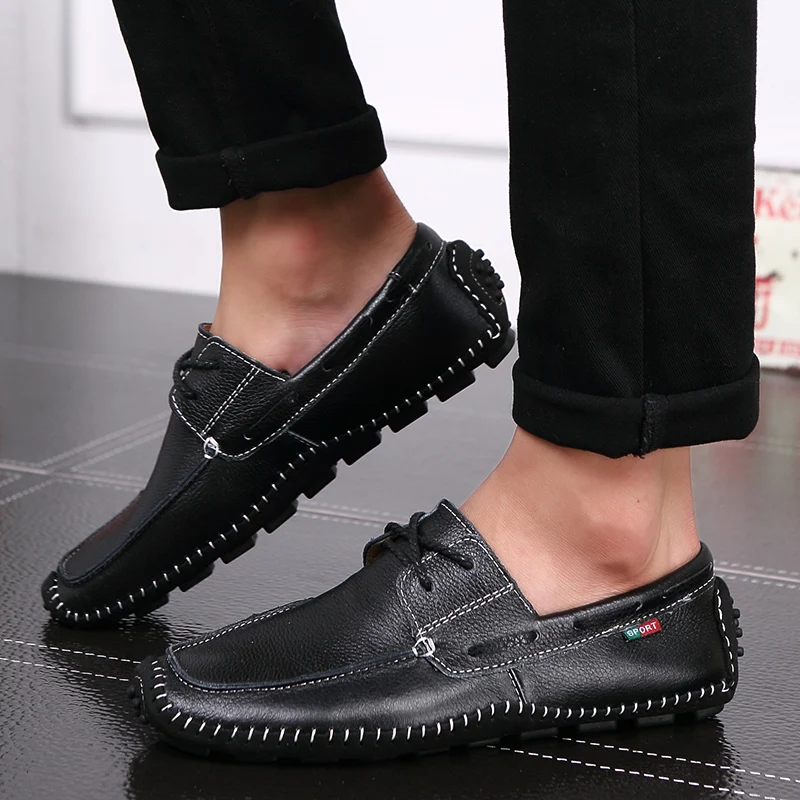

Big Size Quality Genuine Leather Men Casual Shoes Soft Moccasins Fashion Men Flats Comfy Driving Boat Shoes 38-47