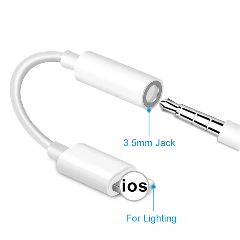 Новинка, адаптер для наушников, разъем для наушников, освещение, 3,5 мм, аудио разъем Aux, адаптер для IOS 12, шнур для iPhone7, iPhone 7 Plus