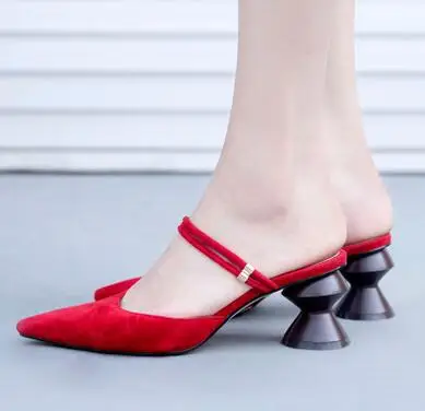 red suede pumps with ankle strap