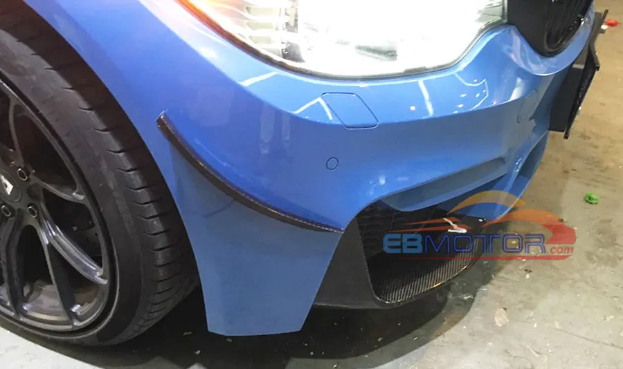 Real Carbon Fiber Front Lip Splitter air knife Splitter Fin Trims Fender 1pair For BMW F80 M3 F82 F83 M4 2014UP  B364
