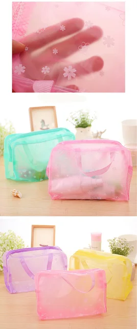 eTya 5 Colors Make Up Organizer Bag Toiletry Bathing Storage Bag women waterproof Transparent Floral PVC Travel cosmetic bag -