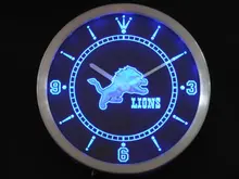 nc0504 Detroit Lions Neon Sign LED Wall Clock