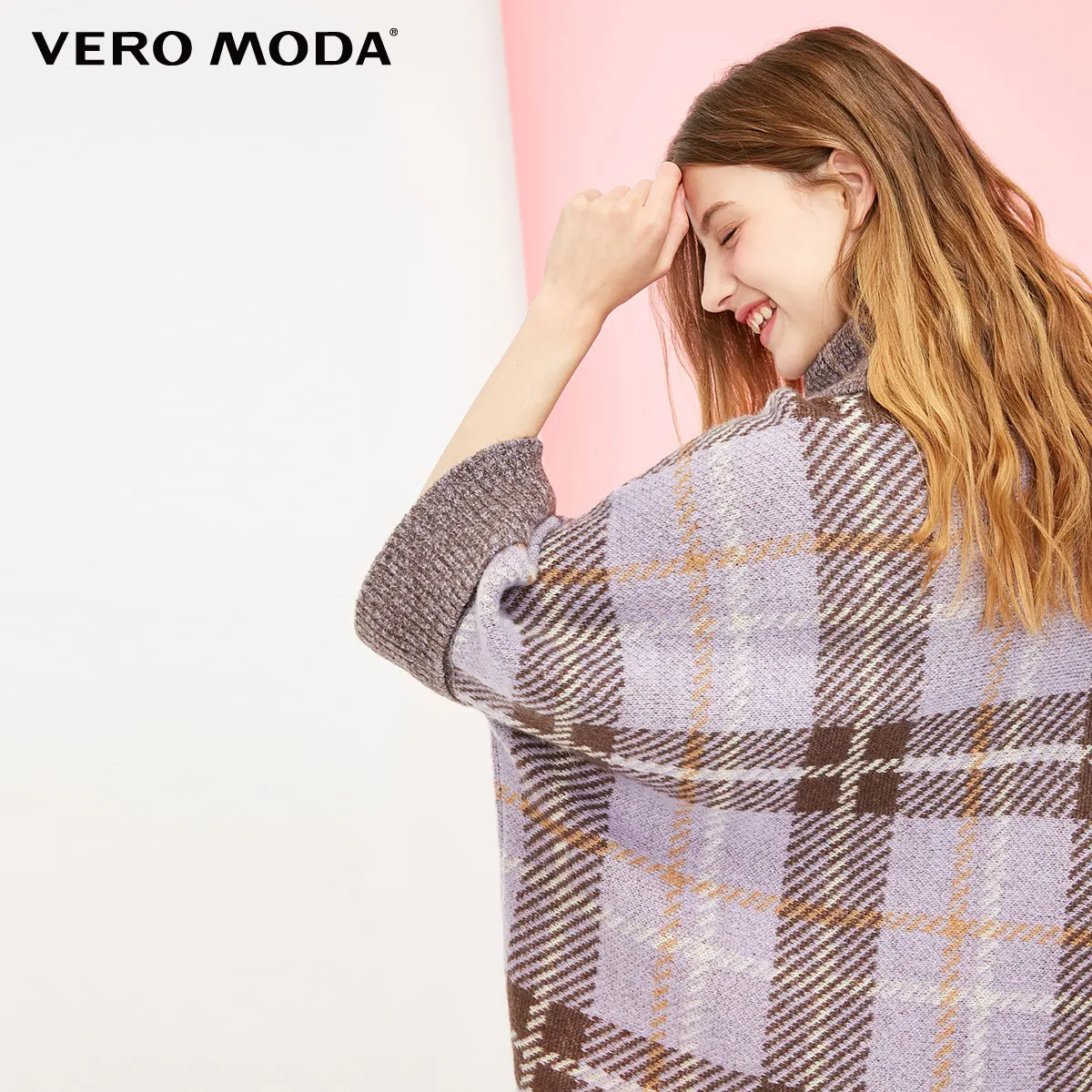 Vero Moda водолазка свитер женский свитер женский женский шерстяной мохеровый свитер с рукавами «летучая мышь», свободный крой, с высоким воротником, уличная одежда, клетчатый свитер | 318413616