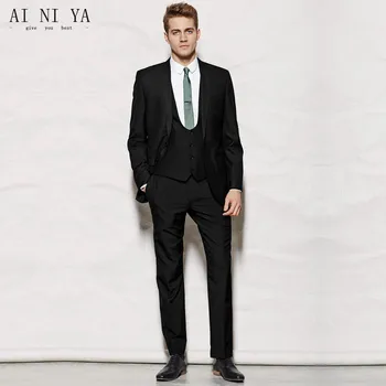 

New Men's suits Black Mens Wedding Suits Groomsmen Formal Suits 3 Piece Custom Made Party Suits
