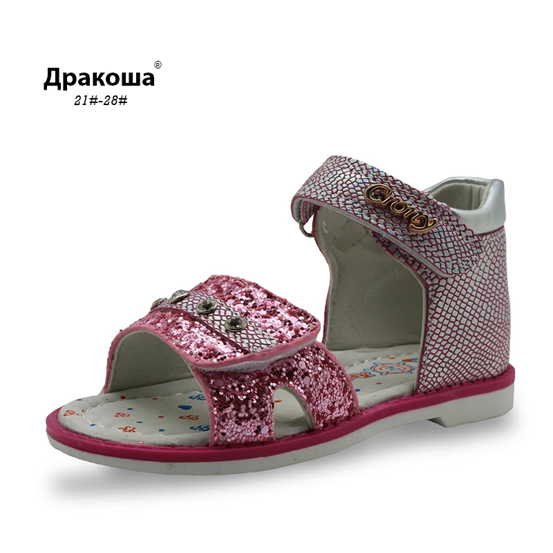 

Apakowa New Summer Kids Orthopedic Shoes Girls Sandals with Arch Support Bright Glitter Girls Casual Shoes Rhinestone Decorate
