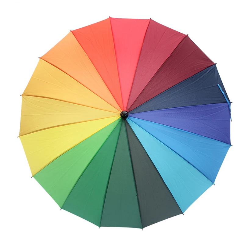 Yesello C ручкой Радужный зонтик с длинной ручкой водонепроницаемый портативный дорожный зонтик женский разноцветный Зонт от дождя для мужчин - Цвет: Многоцветный
