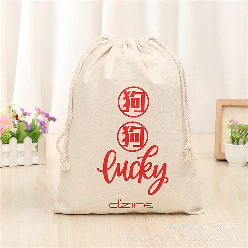Natural Canvas Custom Bundle Pocket Design Drawstring Bag Multi-size pack Birthday Wedding Party Candy Sack Jewelry Gift Pouch