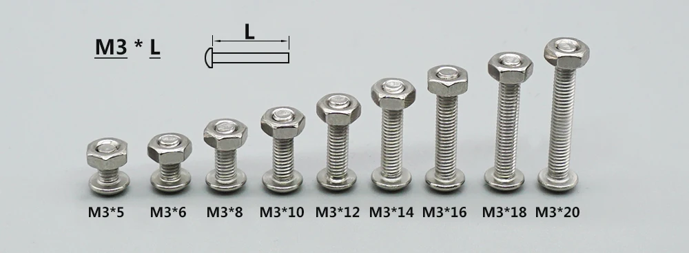 Комплектующие для 3D-принтера M3 набор винтовых гаек из нержавеющей стали с шестигранной головкой и гайкой 340 шт