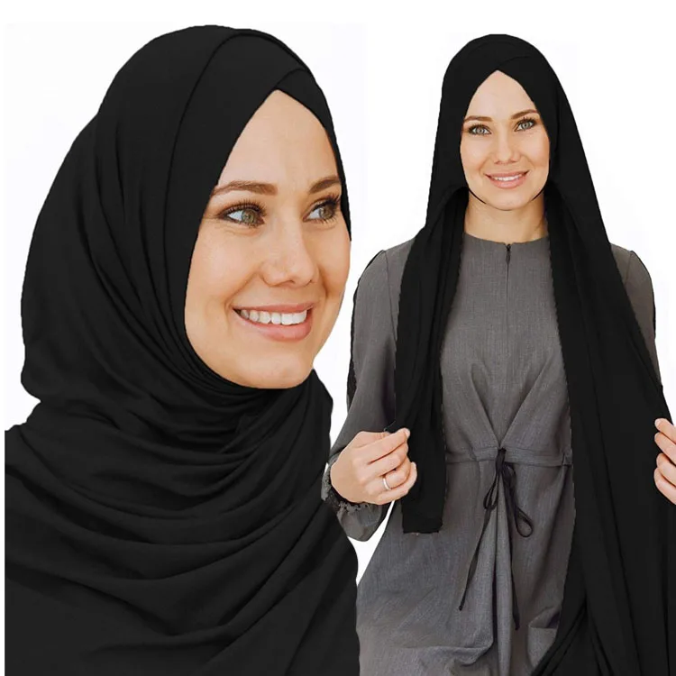 Women's Elegant Modest Muslim Islamic Scarf Ramadan Soft Lightweight Jersey instant Hijab Long Headscarf Easy Ready to wear