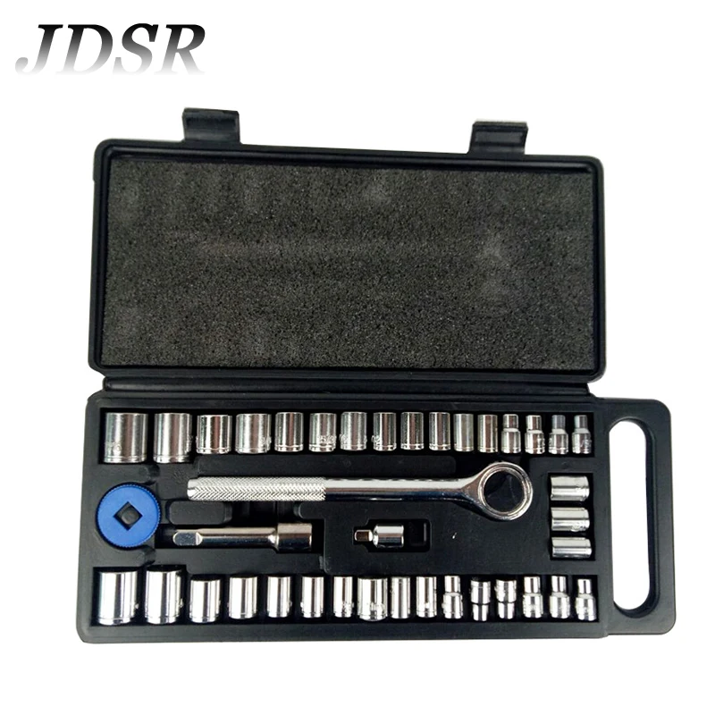 

JDSR 40Pcs Ratchet Wrench Set Socket Wrench for Auto and Motorcycle Manual Repair 3/8' 1/4' Chrome Vanadium Steel Hand Tool Set