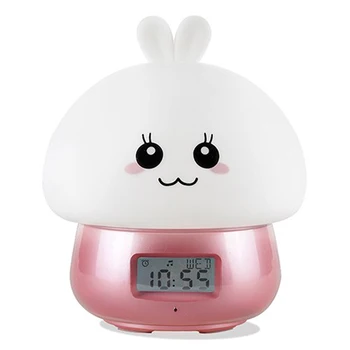 

USB Rechargeable Night Light Led Silicone Night Lamp Rabbit Multifunctional Alarm Clock With Remote Control Colorful Table Lam